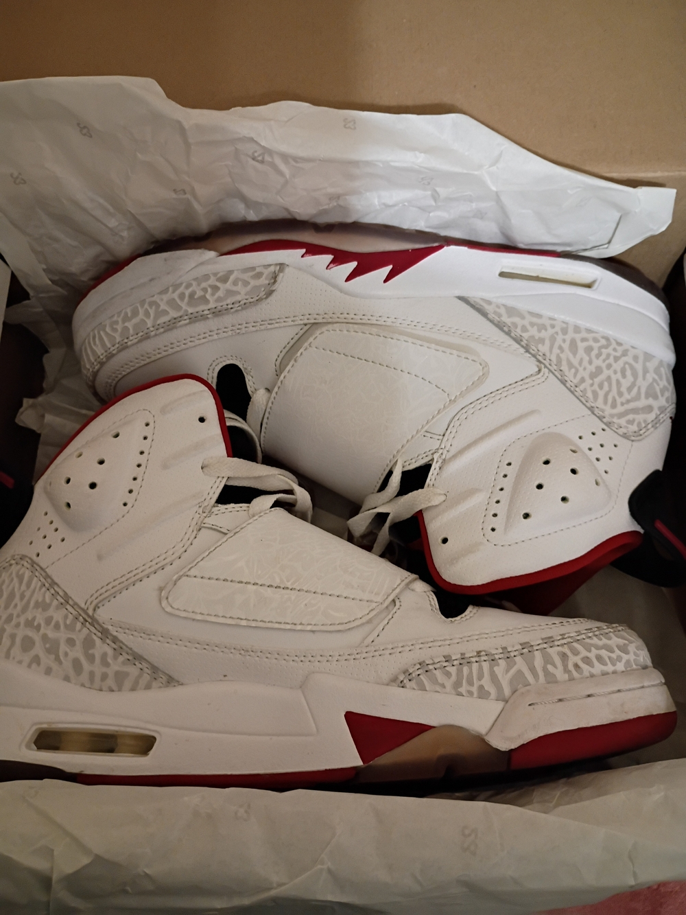 Nike Air Jordan Son Of Cement White and Red Basketball Shoes Men's Sz 8